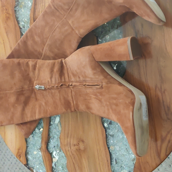 NWT square toe pecan Suede Sam Edelman high heels boots 8.5 - Picture 7 of 8